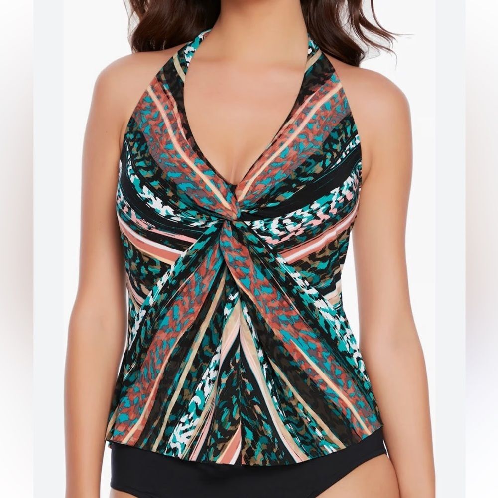 NWT Magicsuit Women's Patterned Tankini Top Size 16 Missing Padded Cups